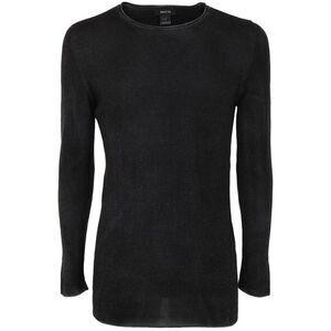 AVANT TOI Men's Lightweight Distressed Crew Neck Knit Top Men BLACK Sweaters &